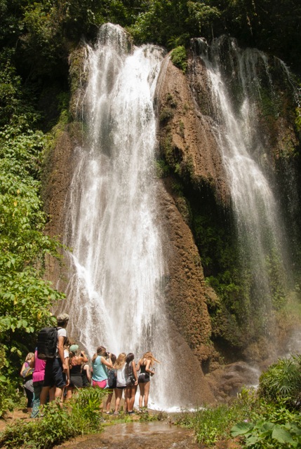 During our hike in Topes de Collantes, we stopped to marvel at a waterfall before arriving at the swimming hole, a highlight of the trip. (Photo by Britt Basel)